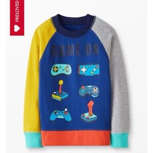 Hanna Andersson Blue Multi-Color Game On Sweatshirt Sz 5Y
